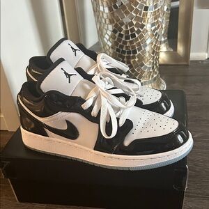 Nike Air Jordan Black and White Low Tops 5.5Y